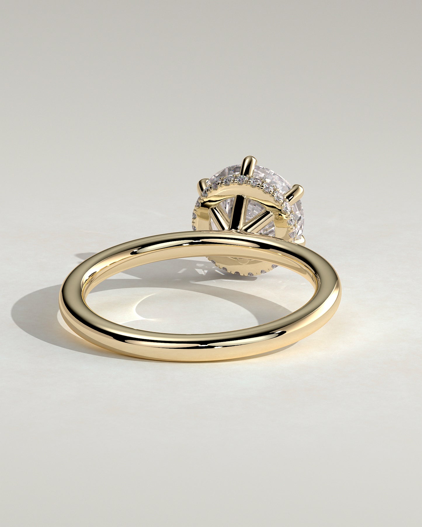 Aria - Round Claw Solitaire with Wrap Around Hidden Halo Engagement Ring - Yellow Gold - Yellow Gold 2ct