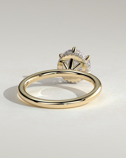 Aria - Round Claw Solitaire with Wrap Around Hidden Halo Engagement Ring - Yellow Gold - yellow gold - Lara Jewels