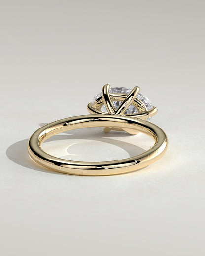 Allison - Oval East West Claw Solitaire Engagement Ring - Yellow Gold
