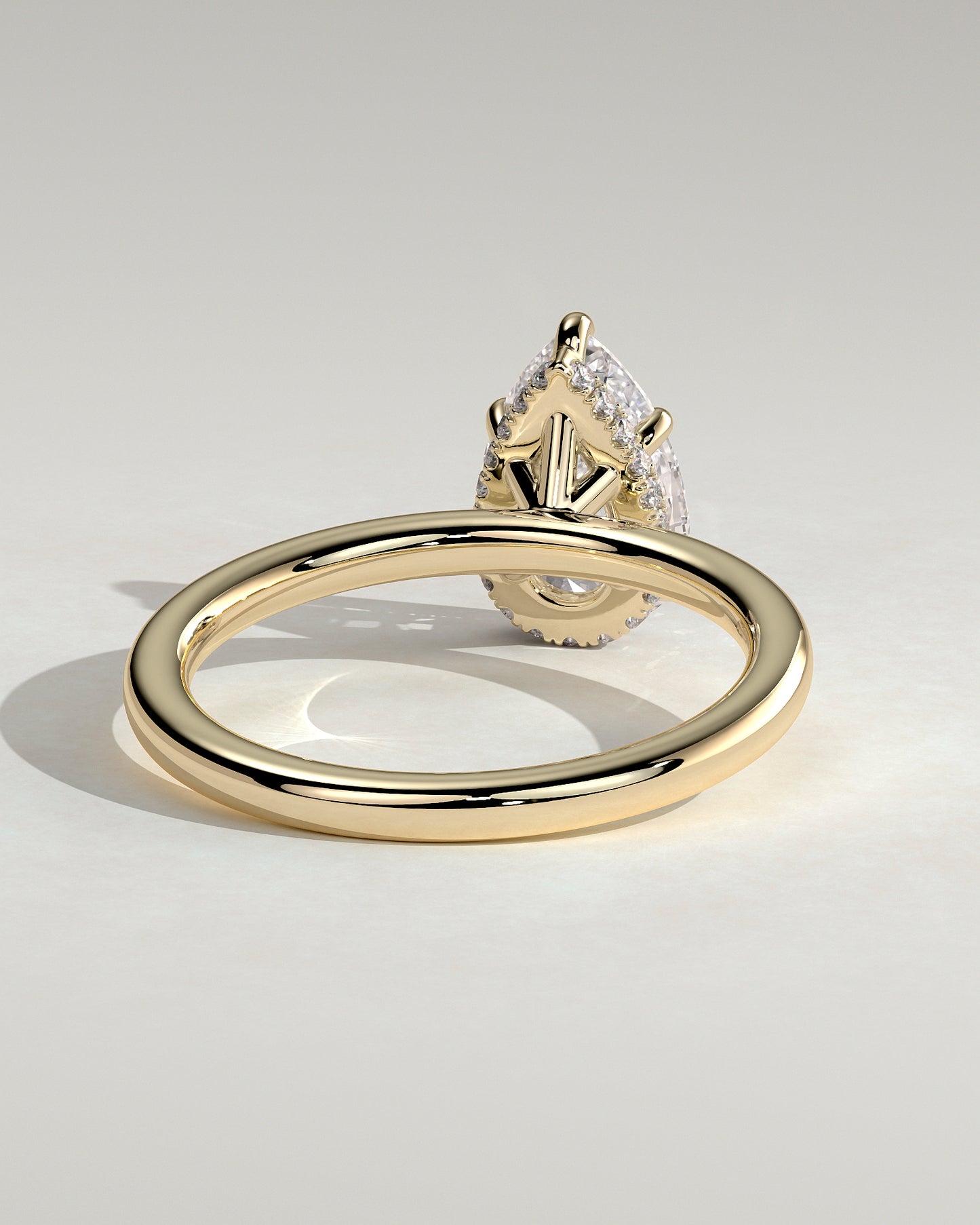Ainsley - Pear Claw Solitaire with Wrap Around Hidden Halo Engagement Ring - Yellow Gold - Yellow Gold 2ct