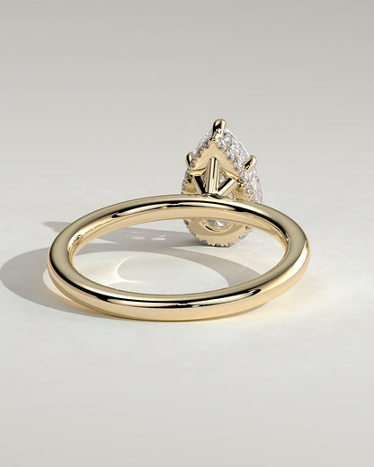 Ainsley - Pear Claw Solitaire with Wrap Around Hidden Halo Engagement Ring - Yellow Gold - yellow gold - Lara Jewels