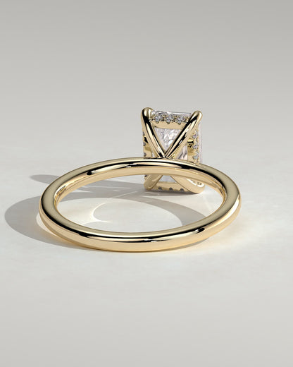 Alice - Emerald Claw Solitaire with Hidden Halo Engagement Ring - Yellow Gold