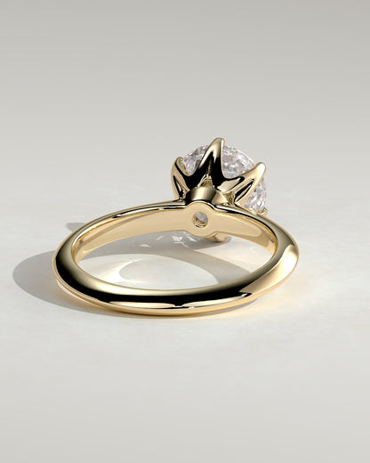 Caroline - Round Claw Solitaire with Knife Edge Band Engagement Ring - Yellow Gold