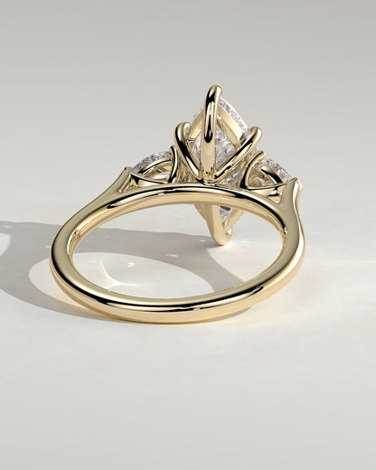 Chantelle - Marquise Claw Trilogy with Pear Side Stones and Cathedral Setting Engagement Ring - Yellow Gold