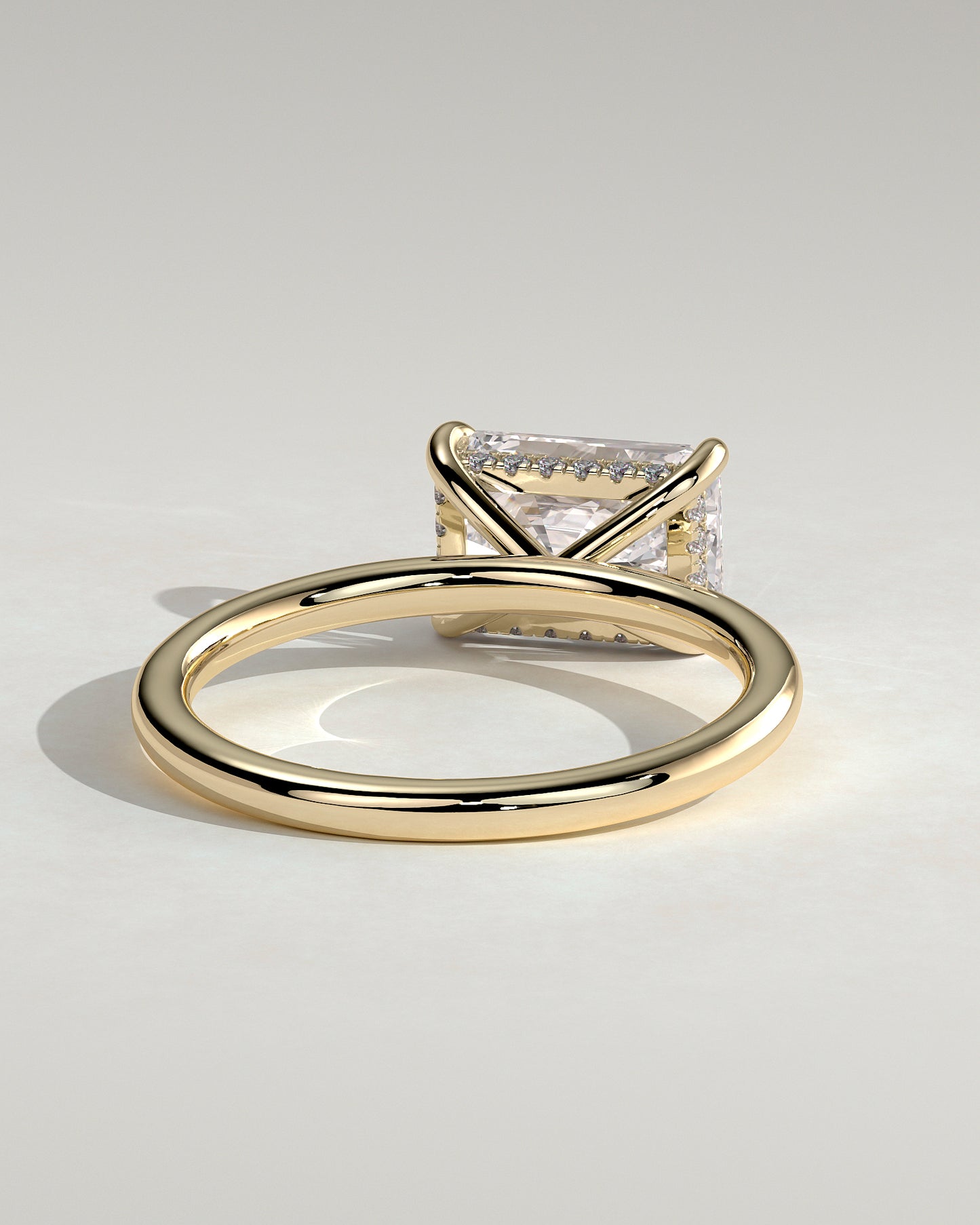 Francene - Radiant East West Claw Solitaire with Hidden Halo Engagement Ring - Yellow Gold - Yellow Gold 2ct