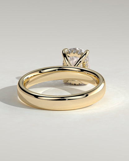 Cora - Elongated Cushion Claw Solitaire with Cigar Band and Hidden Halo Engagement Ring - Yellow Gold