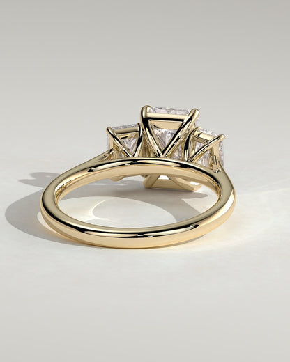 Ayla - Classic Radiant Claw Trilogy Engagement Ring - Yellow Gold
