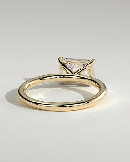 Debbie - Emerald East West Claw Solitaire Engagement Ring - Yellow Gold