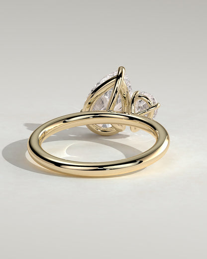 Francesca - Pear and Pear Claw Toi et Moi Engagement Ring - Yellow Gold