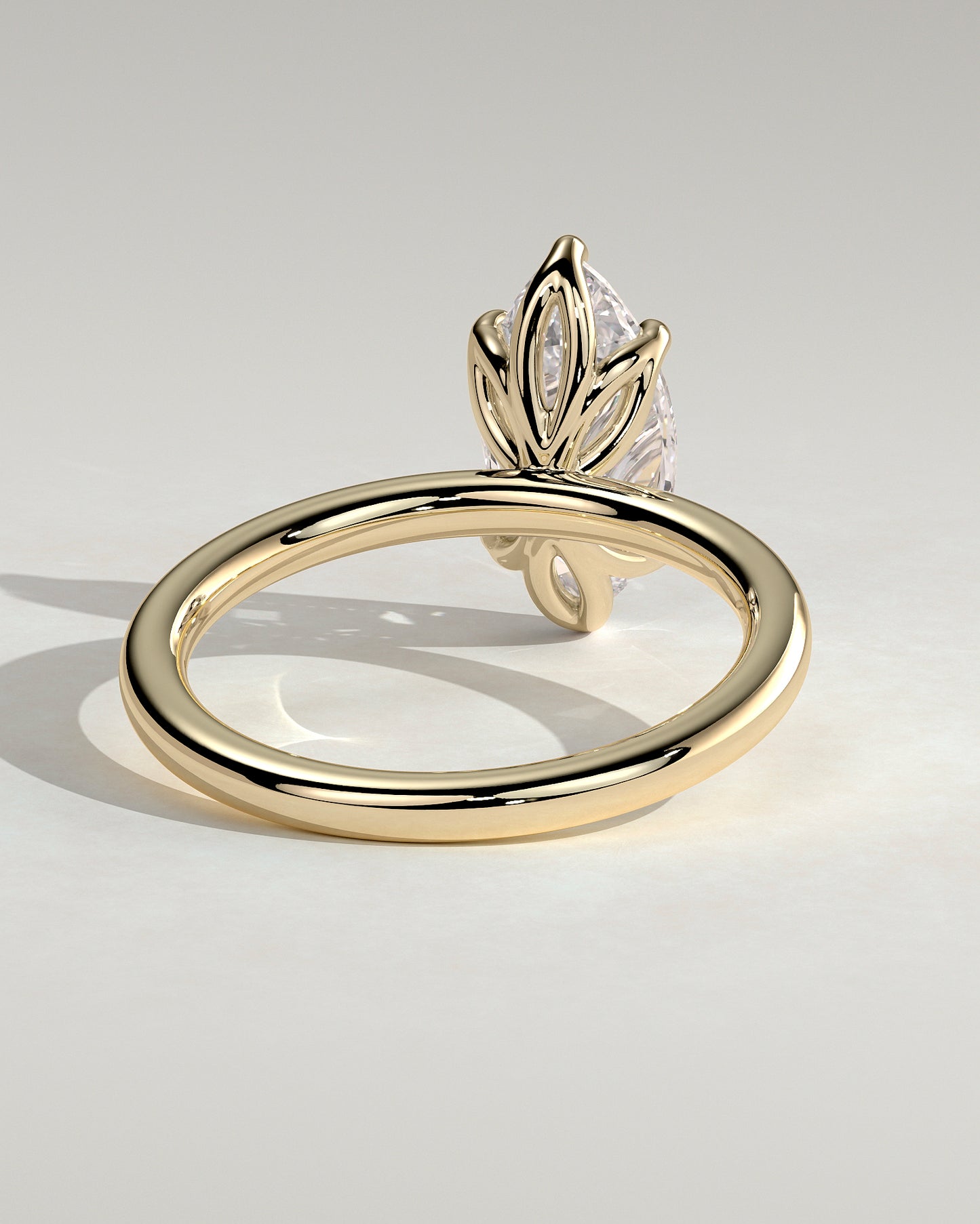 Eve - Marquise Claw Solitaire with Petal Gallery Engagement Ring - Yellow Gold - Yellow Gold 2ct