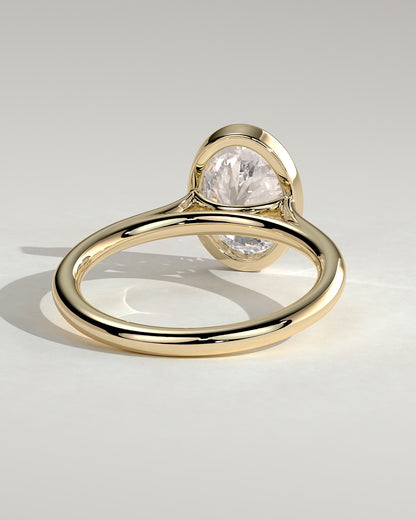 Daphne - Oval Bezel Solitaire with Cathedral High Setting Engagement Ring - Yellow Gold