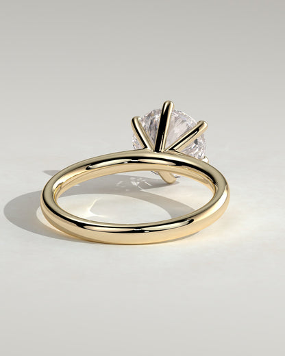 Daniela - Round Claw Solitaire with Solid Cathedral High Setting Engagement Ring - Yellow Gold