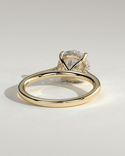 Bonnie - Round Claw Solitaire with Hidden Halo and Cathedral High Setting Engagement Ring - Yellow Gold