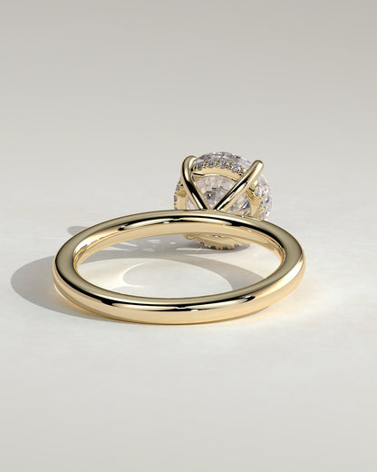 Bindi - Round Claw Solitaire with Hidden Halo Engagement Ring - Yellow Gold