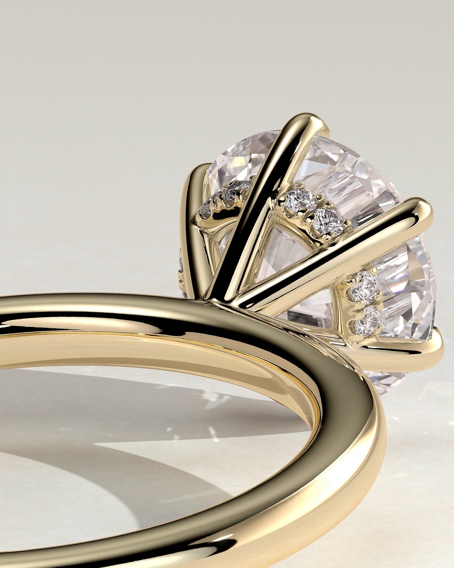 Anna - Round Claw Solitaire with Hidden Halo Engagement Ring - Yellow Gold - Yellow Gold 2ct