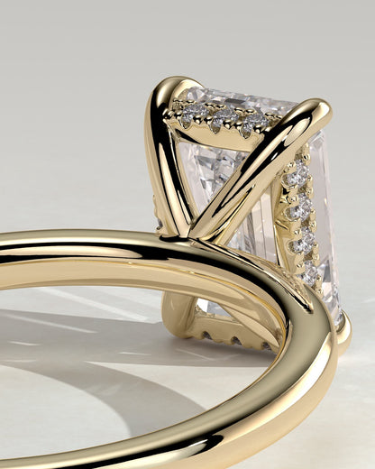Alice - Emerald Claw Solitaire with Hidden Halo Engagement Ring - Yellow Gold