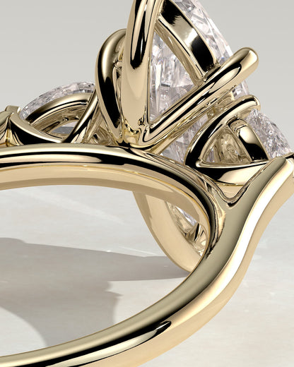 Chantelle - Marquise Claw Trilogy with Pear Side Stones and Cathedral Setting Engagement Ring - Yellow Gold