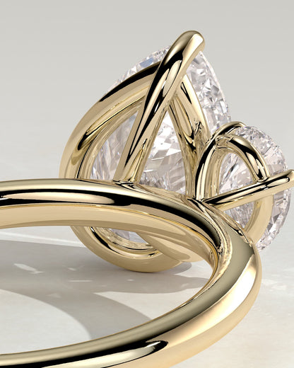 Francesca - Pear and Pear Claw Toi et Moi Engagement Ring - Yellow Gold