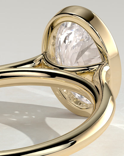 Daphne - Oval Bezel Solitaire with Cathedral High Setting Engagement Ring - Yellow Gold