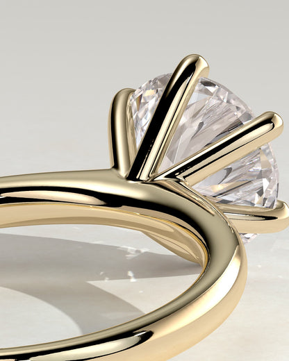 Daniela - Round Claw Solitaire with Solid Cathedral High Setting Engagement Ring - Yellow Gold