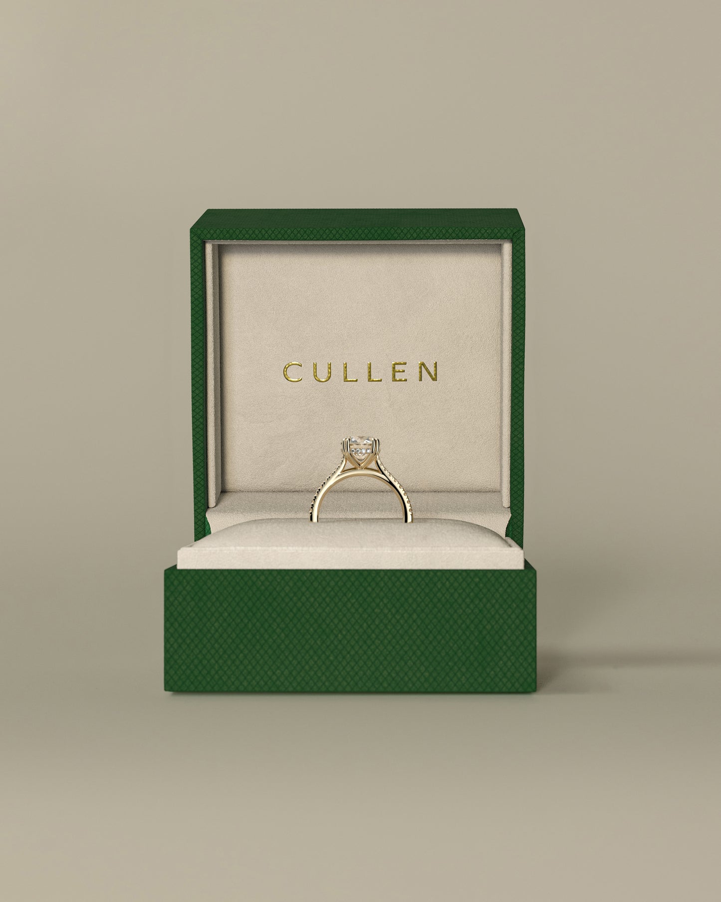 Amelia - Round Double Claw Solitaire with Hidden Halo, Tapered Pave Band and Cathedral High Setting Engagement Ring - Yellow Gold - Yellow Gold 2ct