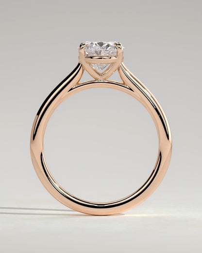 Hilary - Oval Claw Solitaire with Cathedral High Setting Engagement Ring - Rose Gold