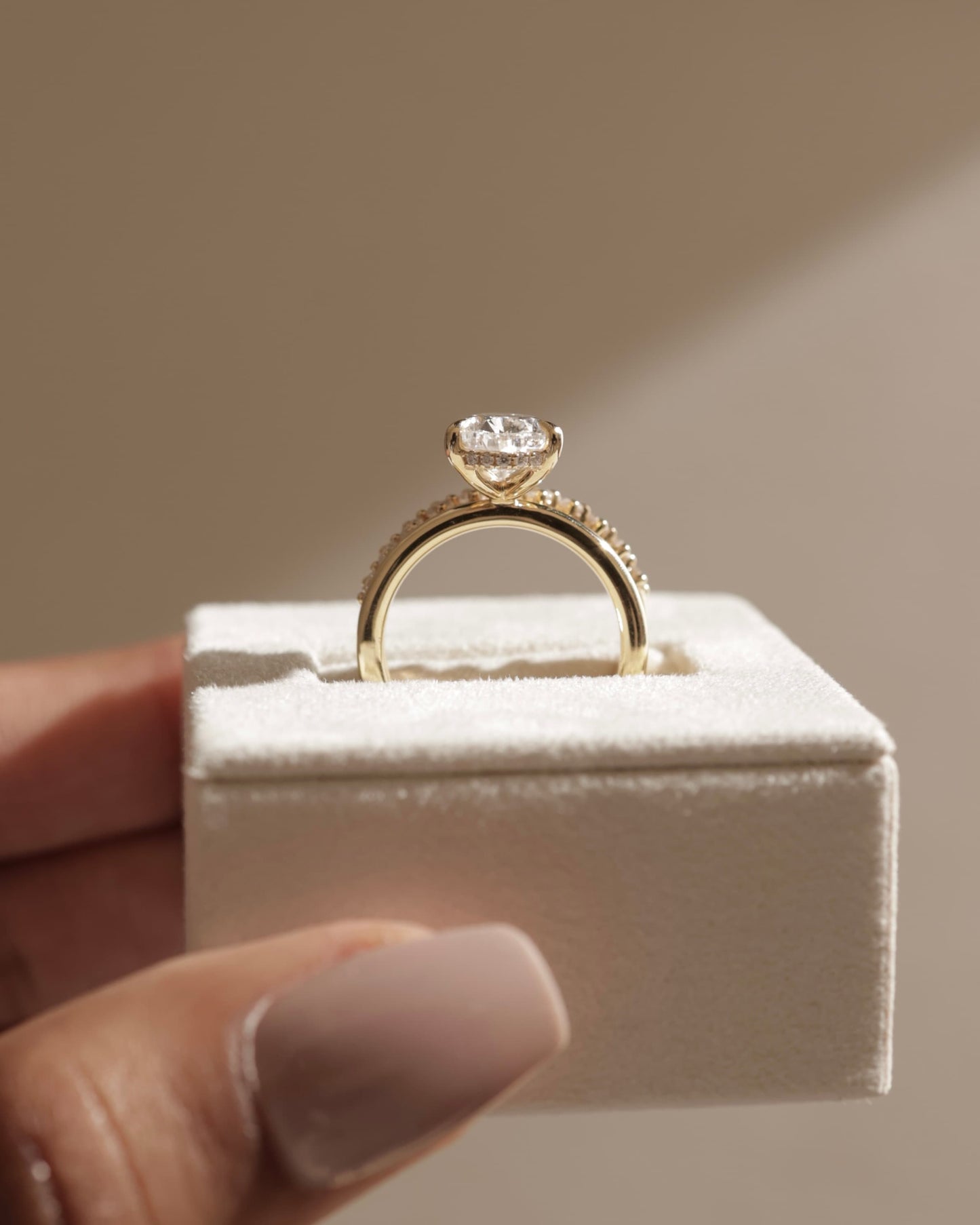 Xanthe - Pear Claw Solitaire with Double Plain-and-Round-Accent Stones Band Engagement Ring - Rose Two-Tone