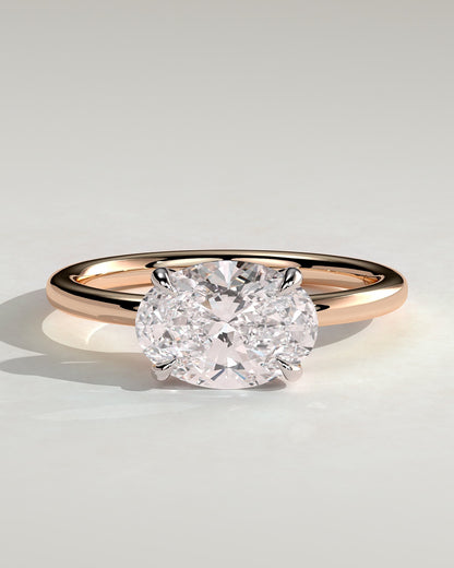 Dotti - Oval East West Claw Solitaire Engagement Ring - Rose Two-Tone