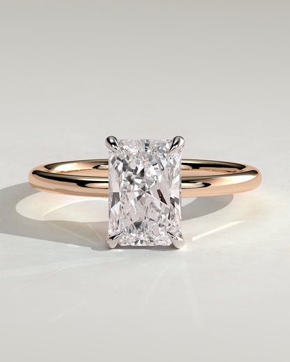Judy - Radiant Claw Solitaire Engagement Ring - Rose Two-Tone