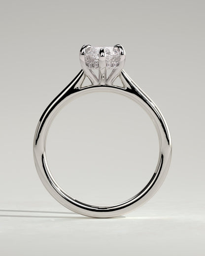 Heather - Marquise Claw Solitaire with Hidden Halo, Tapered Band and Cathedral High Setting Engagement Ring - Platinum