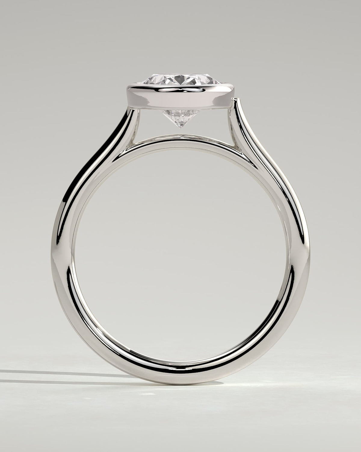 Lexie - Statement Oval Bezel Solitaire with Open Cathedral High Setting Engagement Ring - Platinum