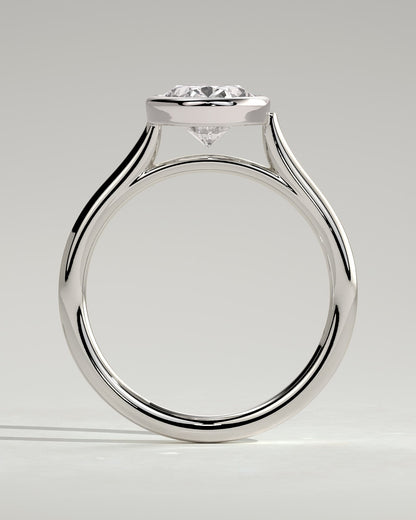 Lexie - Statement Oval Bezel Solitaire with Open Cathedral High Setting Engagement Ring - Platinum