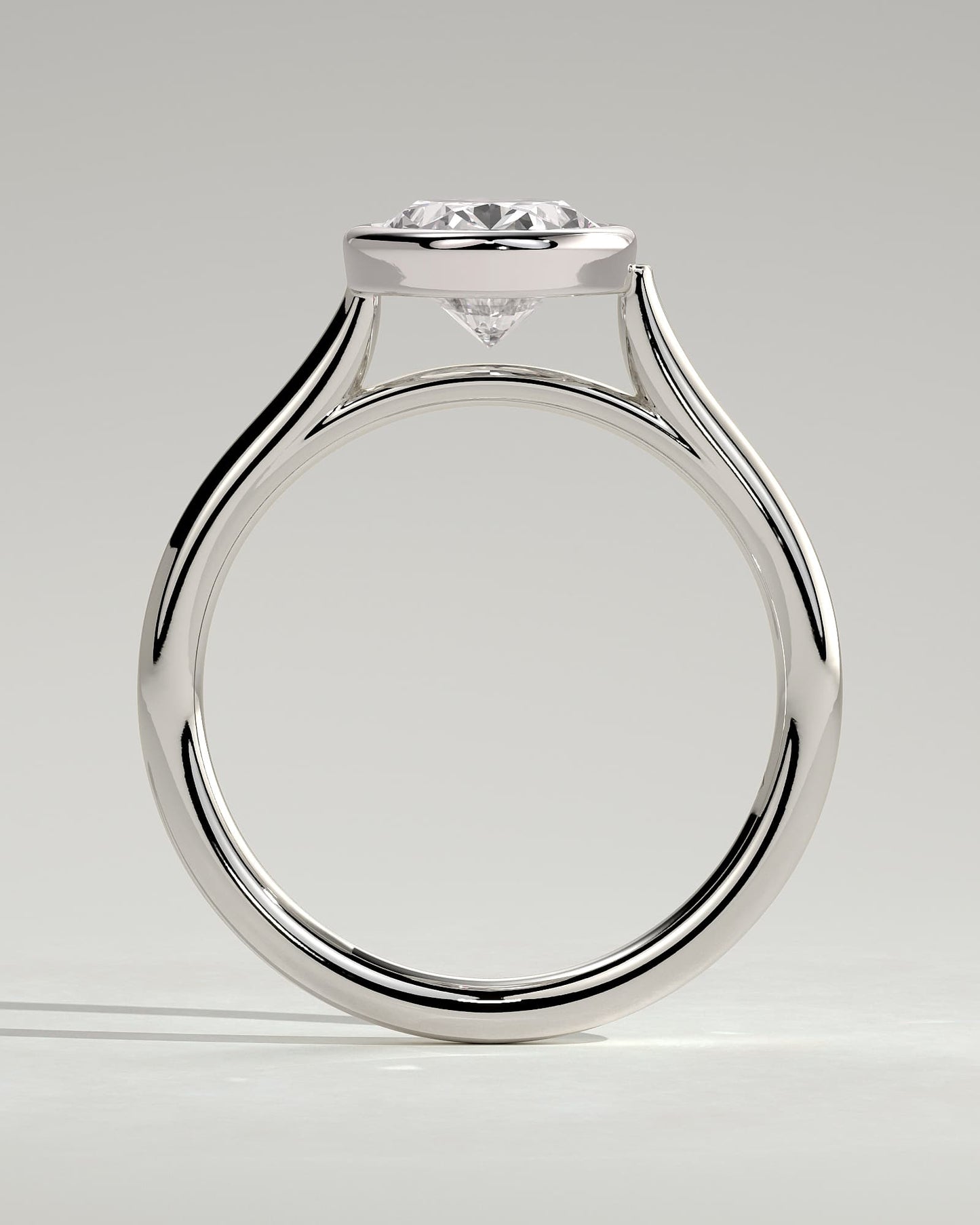 Lexie - Statement Oval Bezel Solitaire with Open Cathedral High Setting Engagement Ring - White Gold