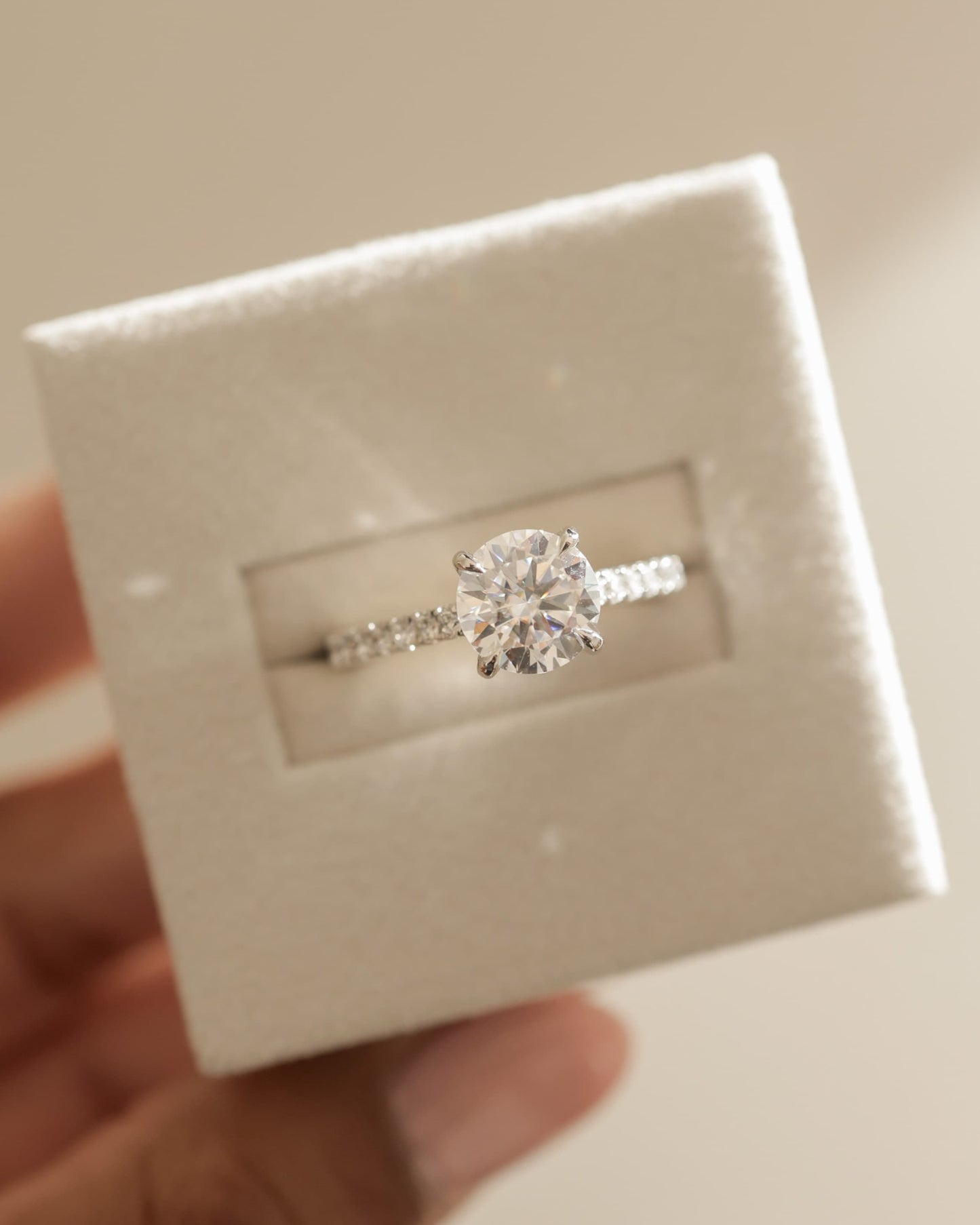 Ashlea - Round Claw Solitaire with Hidden Halo, Pave Band and Cathedral High Setting Engagement Ring - Yellow Two-Tone