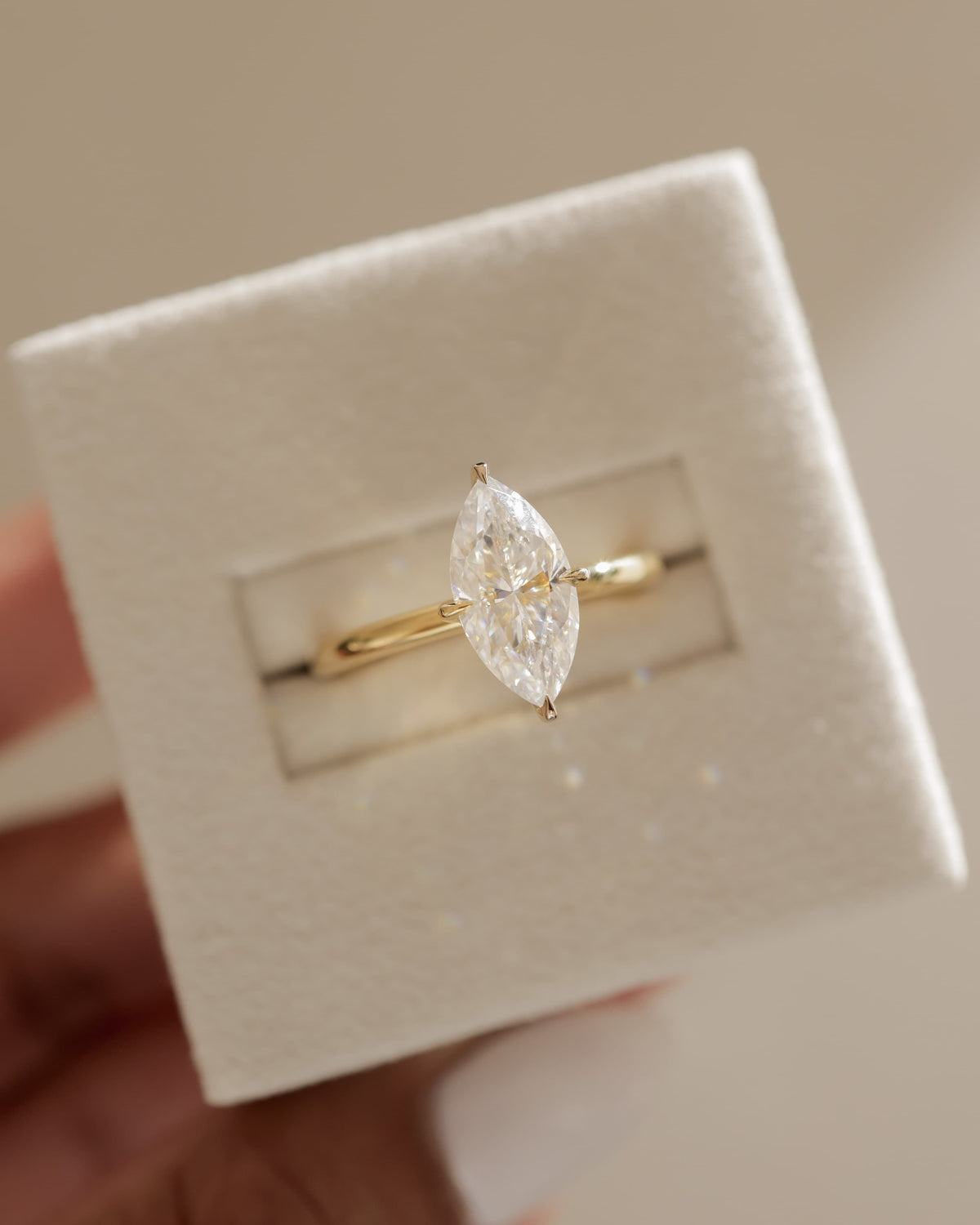 Genevieve - Marquise Claw Solitaire Engagement Ring - Yellow Gold