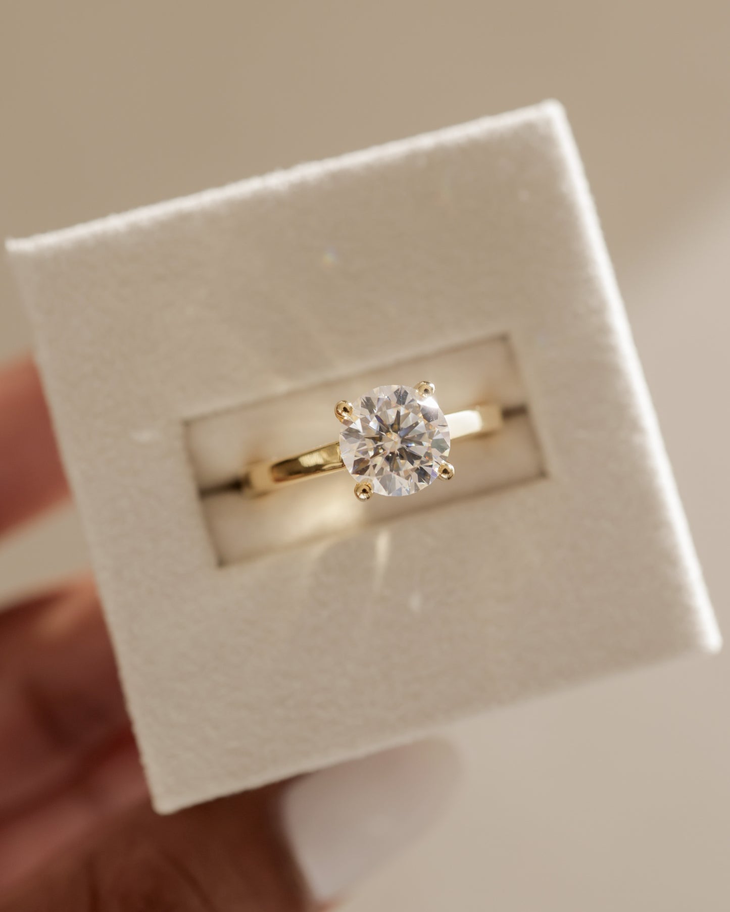 Georgia - Round Claw Solitaire with Flat Band and Cathedral High Setting Engagement Ring - Rose Two-Tone - Lifestyle
