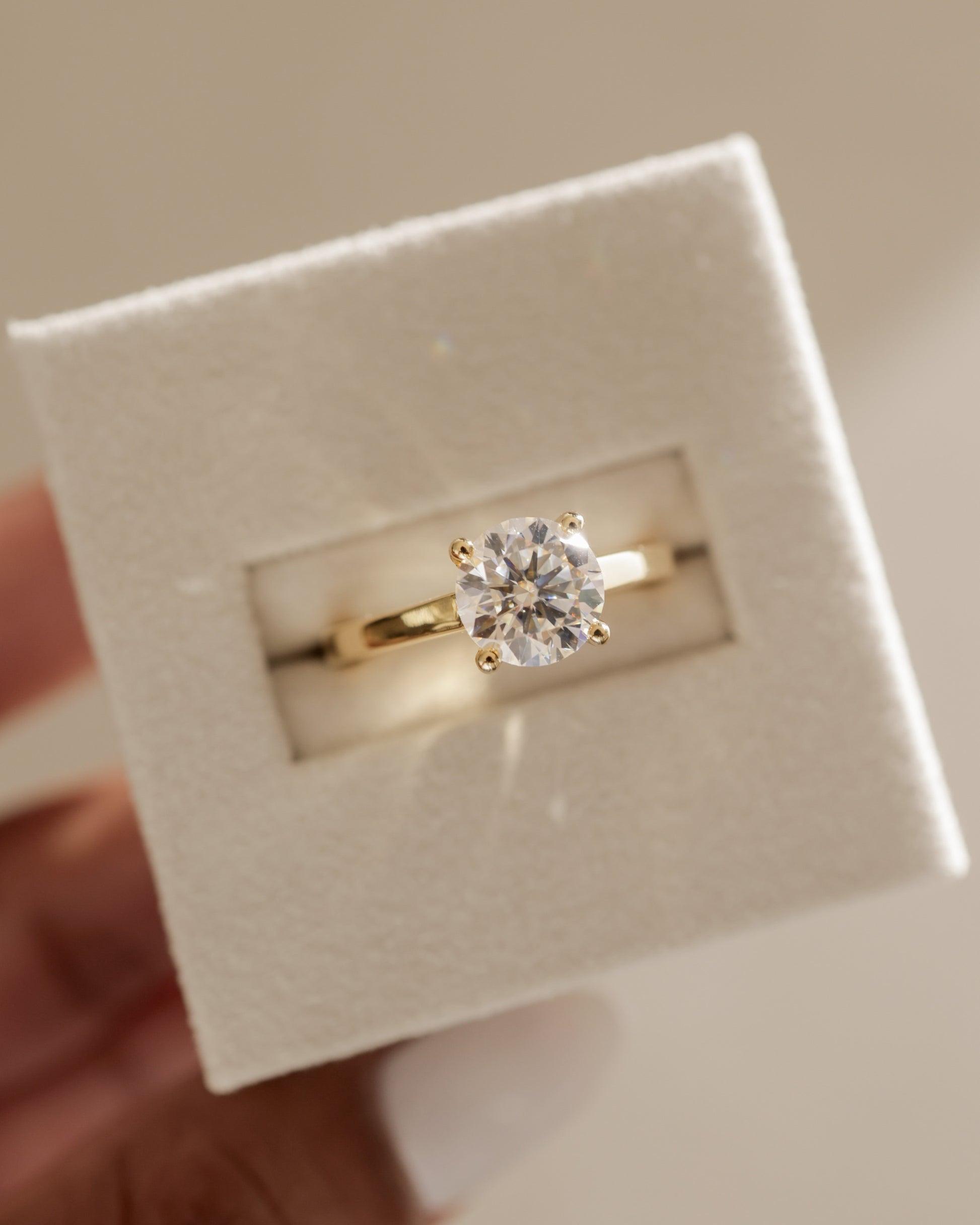 Georgia - Round Claw Solitaire with Flat Band and Cathedral High Setting Engagement Ring - Rose Two-Tone - Lifestyle