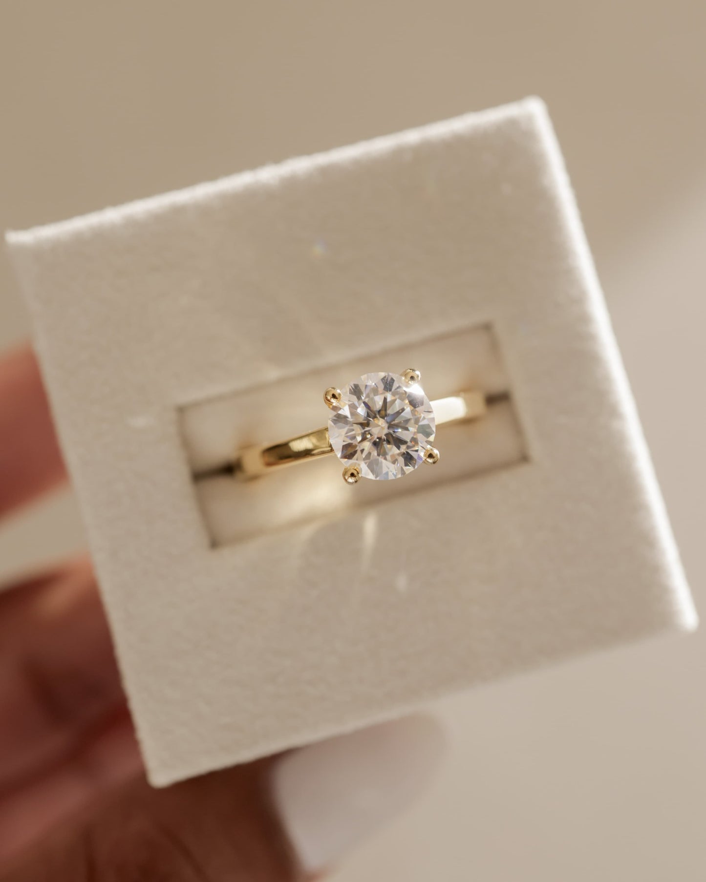 Georgia - Round Claw Solitaire with Flat Band and Cathedral High Setting Engagement Ring - Rose Gold