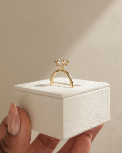 Aria - Round Claw Solitaire with Wrap Around Hidden Halo Engagement Ring - White Gold - white gold - Lara Jewels