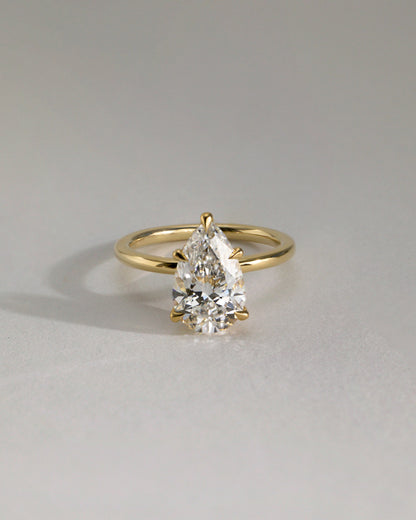 Ainsley - Pear Claw Solitaire with Wrap Around Hidden Halo Engagement Ring - Yellow Gold - yellow gold - Lara Jewels