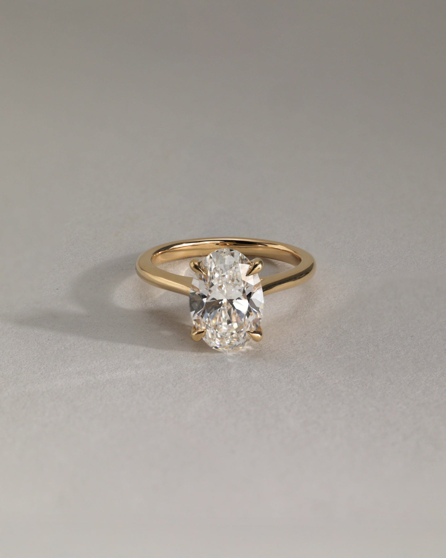 Bethany - Oval Claw Solitaire with Hidden Halo, Tapered Band and Cathedral High Setting Engagement Ring - Rose Two-Tone - Lifestyle