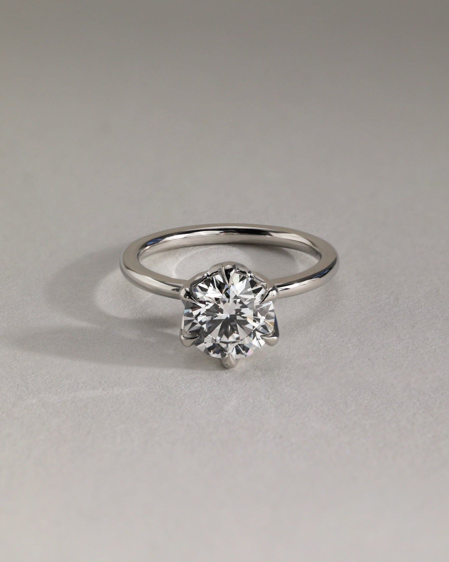 Iris - Round Claw Solitaire with Petal Gallery Engagement Ring - Rose Two-Tone - Lifestyle