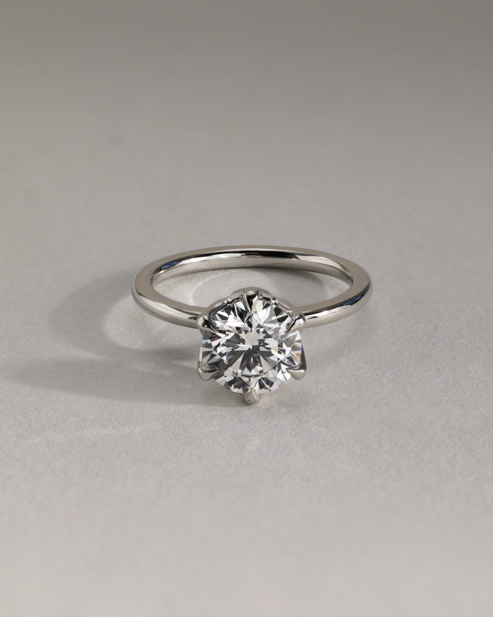 Iris - Round Claw Solitaire with Petal Gallery Engagement Ring - Rose Two-Tone - Lifestyle