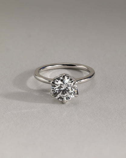 Iris - Round Claw Solitaire with Petal Gallery Engagement Ring - Yellow Gold