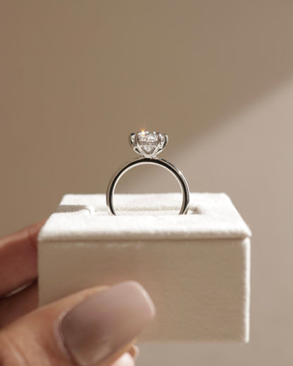 Wilma - Oval Claw Solitaire with Hidden Halo Engagement Ring - Yellow Gold