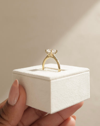 Natalie - Princess Claw Solitaire with Hidden Halo and Cathedral High Setting Engagement Ring - White Gold