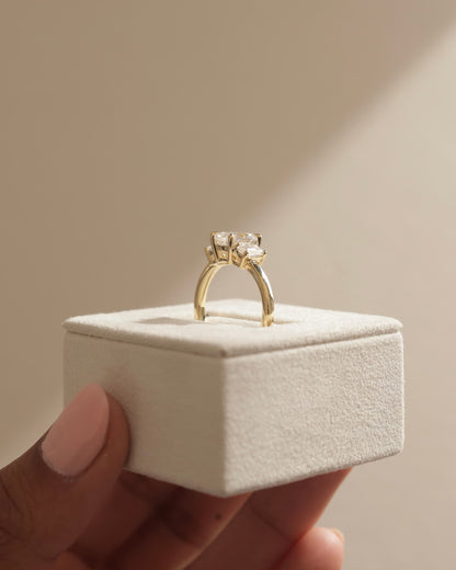 Silvana - Emerald Claw Trilogy with Emerald Side Stones and Low Setting Engagement Ring - White Gold