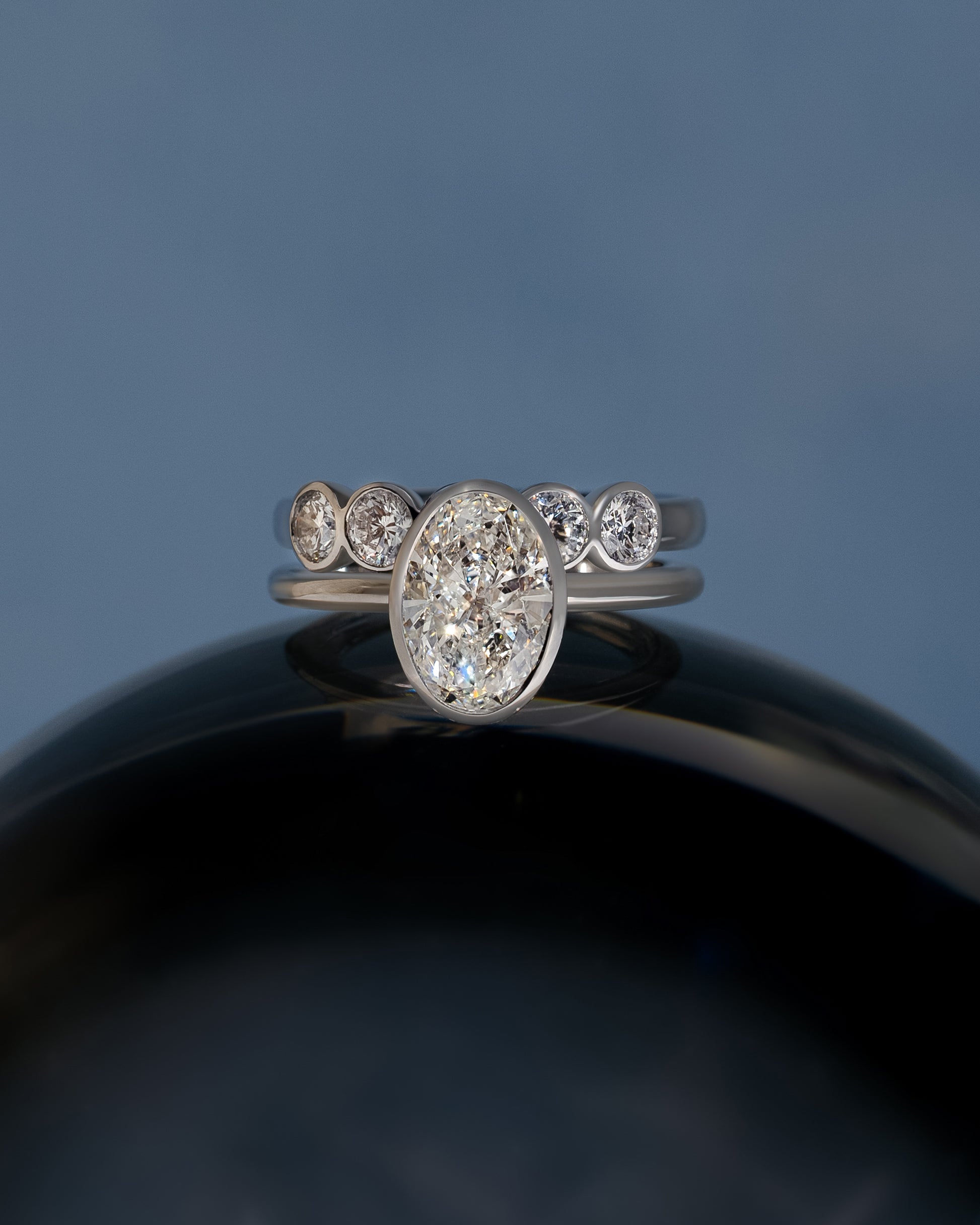 Armani - Oval Bezel Solitaire with Petal Gallery Engagement Ring - Rose Two-Tone - Lifestyle