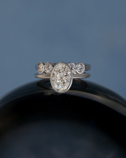 Armani - Oval Bezel Solitaire with Petal Gallery Engagement Ring - Yellow Gold