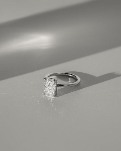 Carly - Radiant Claw Solitaire with Hidden Halo Engagement Ring - Yellow Two-Tone